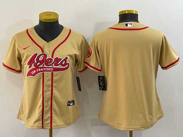 Womens San Francisco 49ers Blank Gold With Patch Cool Base Stitched Baseball Jersey
